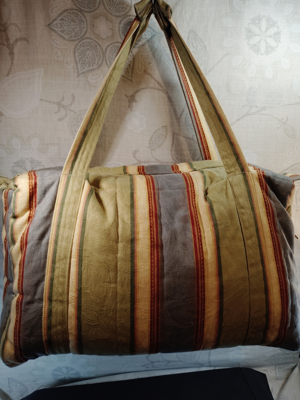 Gloria Rae X-Large Striped Olive Green Duffle /Travel Tote Bag